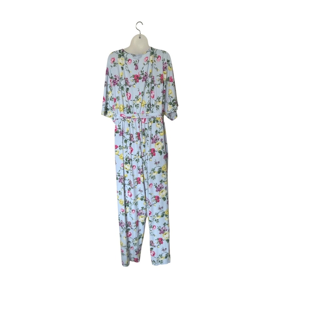 NEW Lane Bryant Women Light Blue Floral Wrap Front Wide Leg Jumpsuit Size 22/24 - Picture 4 of 5